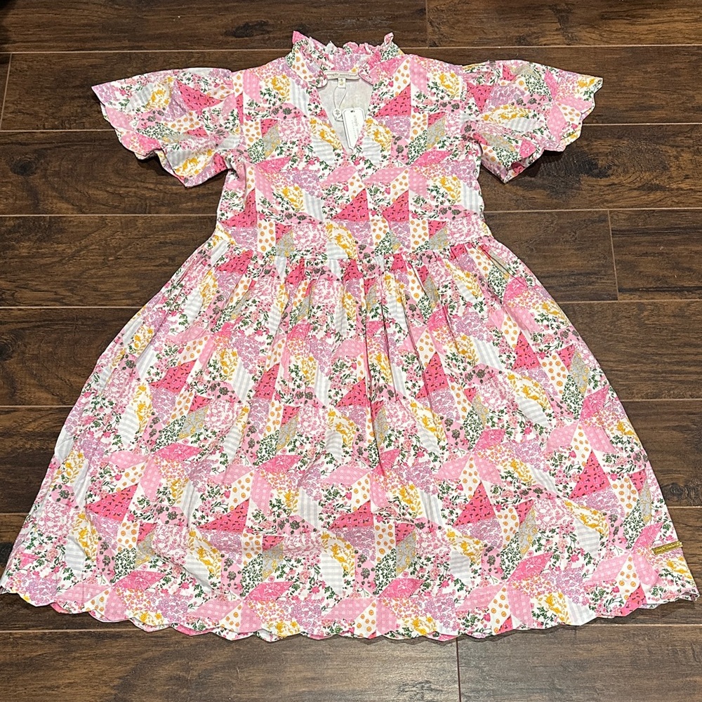 Simply Southern Pink and White Floral Patchwork Dress